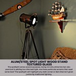 AK021 Alum/Steel Spot Light Wood Stand Textured Glass 